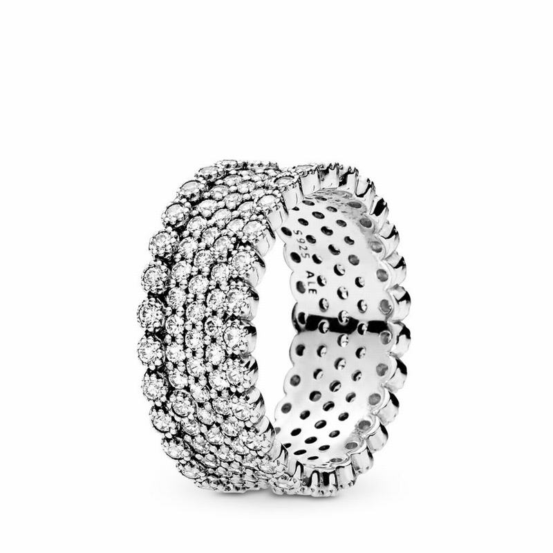 Pandora Lavish Sparkle Statement Ring - Sterling Silver/Cubic Zirconia - Canada | TW5795DQ